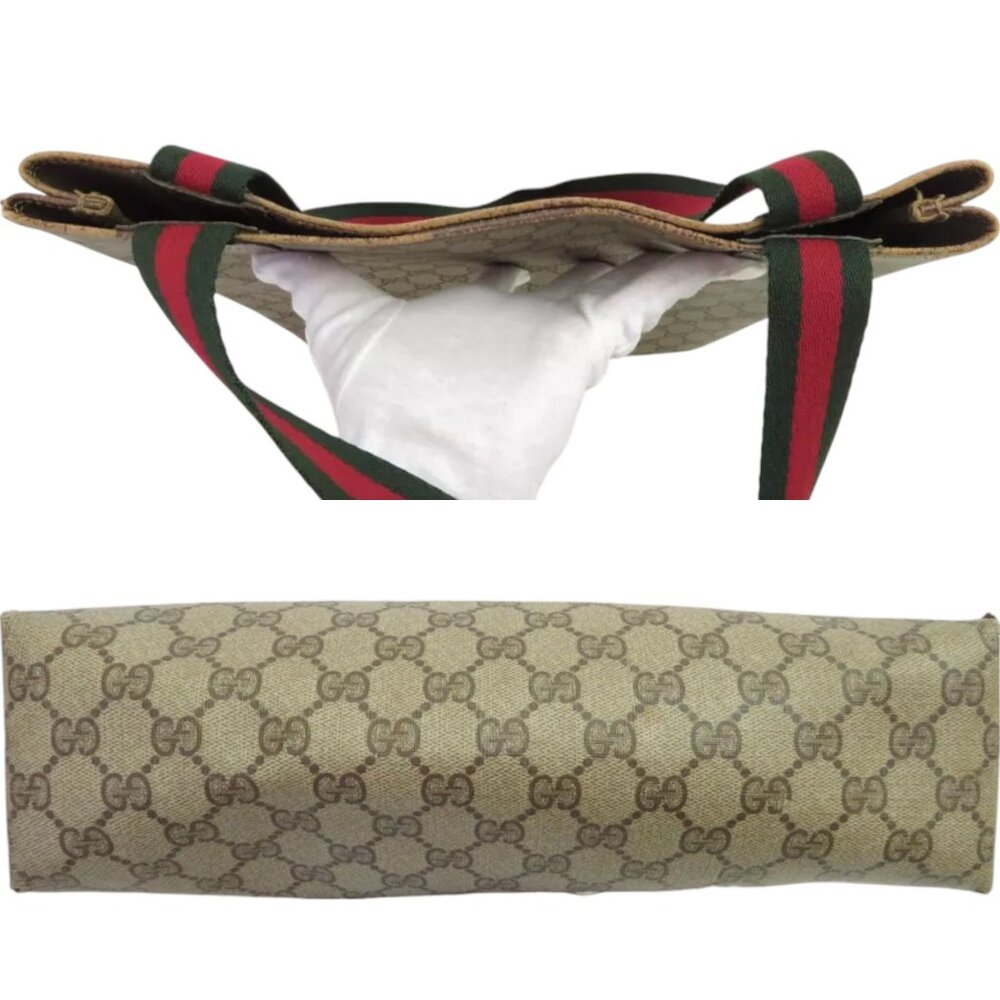 185242BR (L3) Gucci Tote Bag Sherry Line Brown PVC - Picture 8 of 14